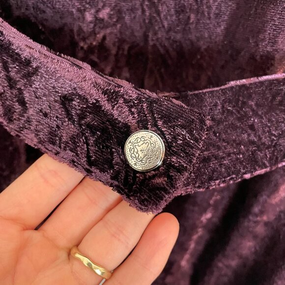 Velvet Jacket Lace Collar Purple Women Button Up Victorian‎ Size Large Delicate - Picture 6 of 11